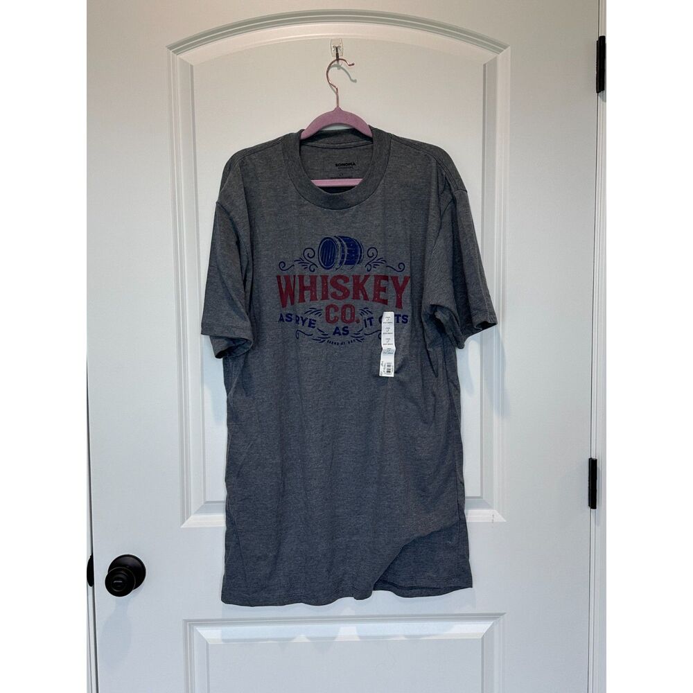 NWT Sonoma Whiskey Co Graphic T-Shirt Gray Size Large Tall